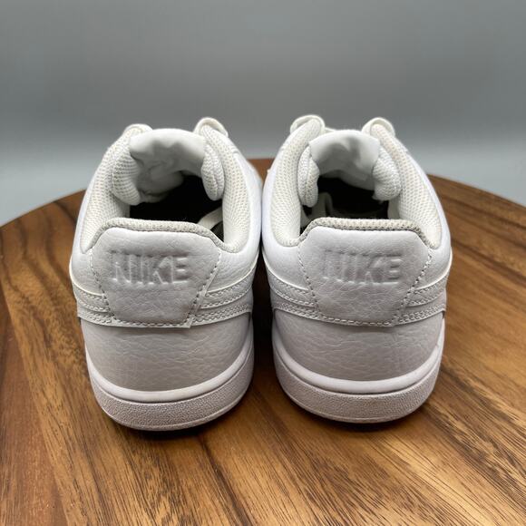 Nike Court Vision Low Shoes Womens 9.5 Triple White Leather Casual Comfort Gym - Picture 4 of 8